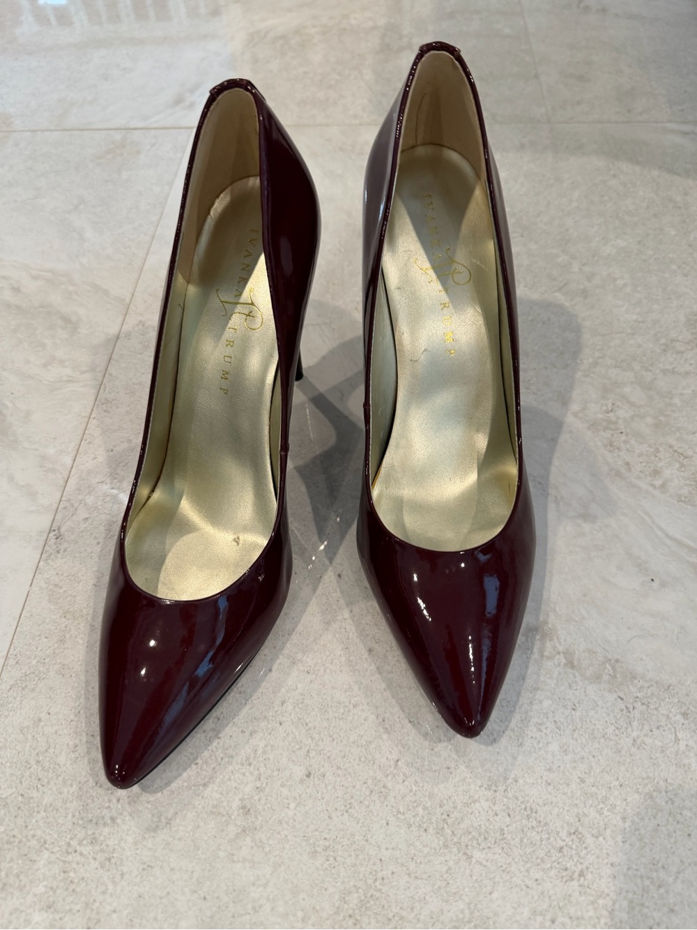 Ivanka Trump Patent Pointed-Toe Pumps in Burgundy